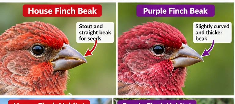 Comparison of House Finch and Purple Finch bill shapes