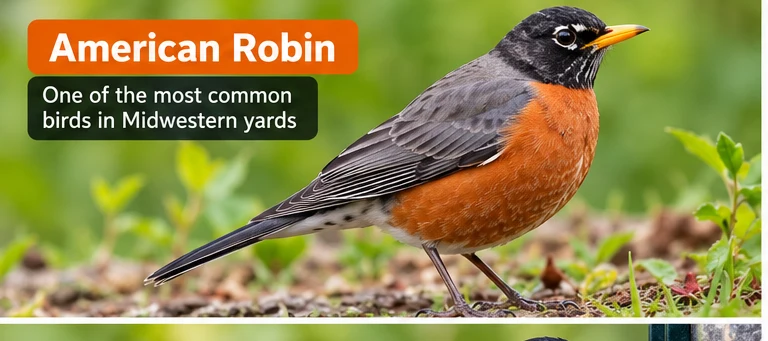 AI-generated illustration of American Robin for Midwest bird identification