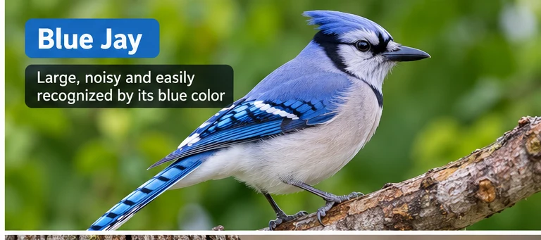 AI-generated illustration of Blue Jay for Midwest bird identification