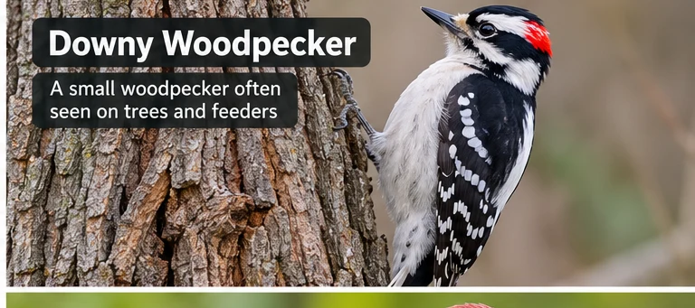 AI-generated illustration of Downy Woodpecker for Midwest bird identification
