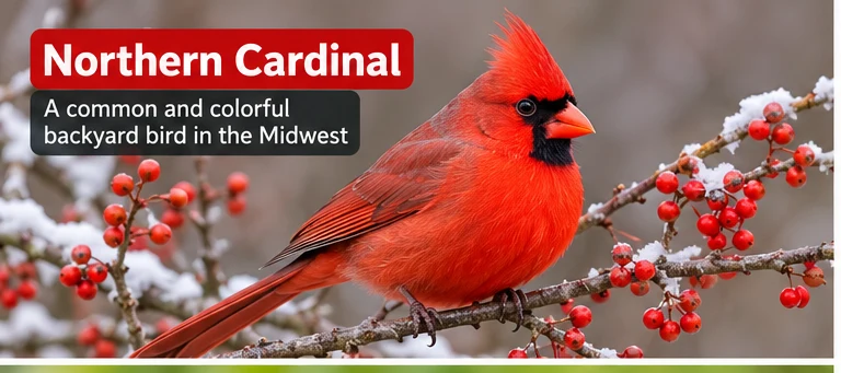 AI-generated illustration of Northern Cardinal for Midwest bird identification